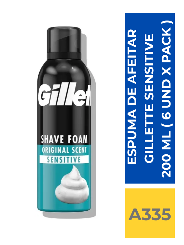comercialboom ESPUMA DE AFEITAR GILLETTE SENSITIVE 150 ML ( 12 UND X CAJA ) - Imagen 1