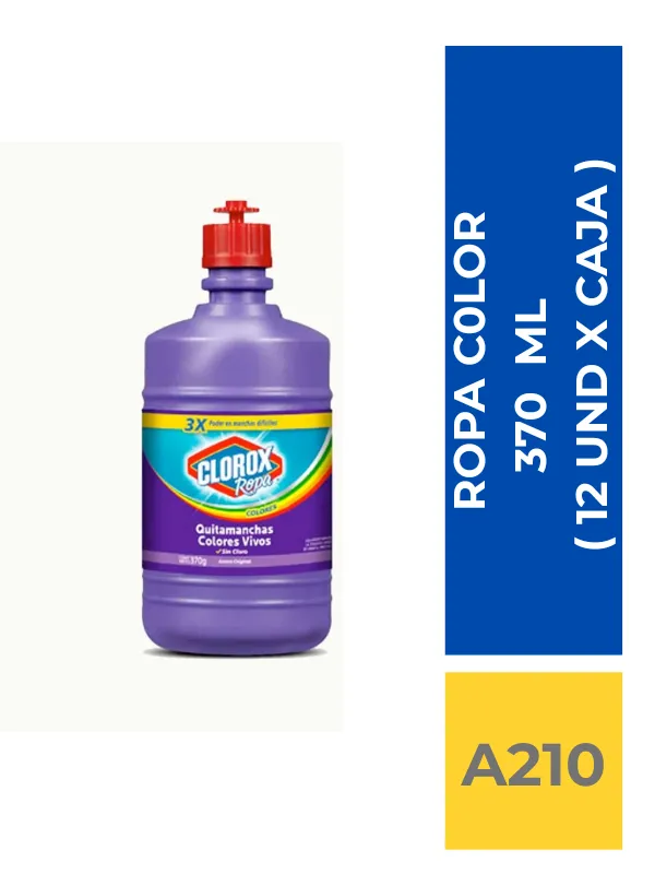 CLORO ROPA COLOR CLOROX 370 ML ( 12 UND X CAJA ) - Imagen 1
