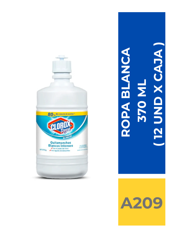 comercialboom (11) CLORO ROPA BLANCA CLOROX 370 ML ( 12 UND X CAJA ) - Imagen 1