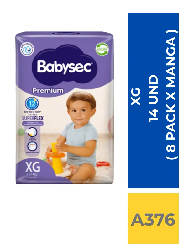 PAÑAL BABYSEC PREMIUM TALLA XG 14 UND ( 8 PACK X MANGA ) - Imagen 1