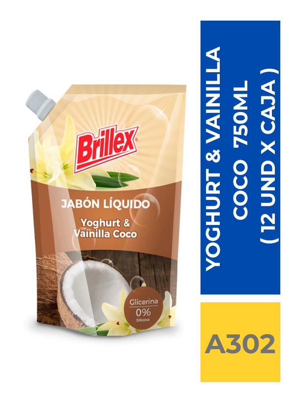 comercialboom (18) JABON DOYPACK BRILLEX YOGHURT Y VAINILLA COCO 750 ML ( 12 UND X CAJA ) - Imagen 1