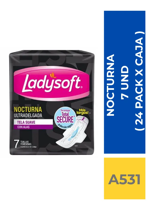 TOALLA LADYSOFT NOCTURNA  7 UND ( 24 PACK X CAJA ) - Imagen 1