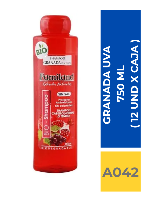 comercialboom (18) SHAMP. FAMILAND GRANADA UVA 750 ML ( 12 UND X CAJA ) - Imagen 1