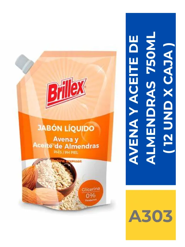 JABON DOYPACK BRILLEX AVENA Y ACEITE DE ALMENDRA 750 ML ( 12 UND X CAJA ) - Imagen 1