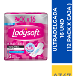 TOALLA HIGIENICA LADYSOFT ULTRA DELGADA MALLA C/ALAS 16 UND ( 12 PACK X CAJA )