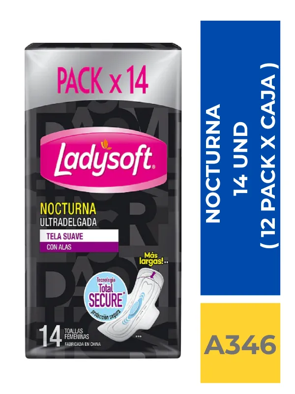 TOALLA HIGIENICA LADYSOFT NOCTURNA ULTRA DELGADA 14 UND ( 12 PACK X CAJA ) - Imagen 1
