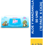 TOALLITAS HUMEDAS BRILLEX ALOE Y MANZANILLA 50 UND ( 10 PACK X CAJA )