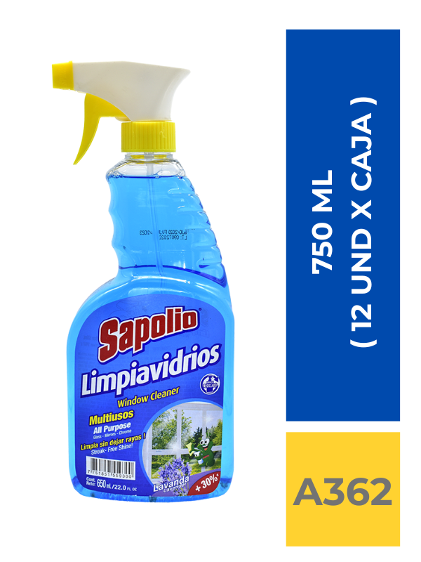 comercialboom (21) LIMPIA VIDRIOS SAPOLIO 650 ML ( 12 UND X CAJA ) - Imagen 1