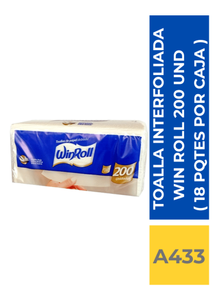 TOALLA INTERFOLIADA WINROLL D/H 200 UN (CAJA 18 PACK)