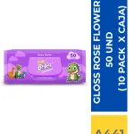 TOALLITAS HUMEDAS BRILLEX GLOSS ROSE FLOWER 50 UND ( 10 PACK X CAJA )