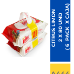 TOALLITAS HUMEDAS BRILLEX CITRUS LIMON 2 X 80 UND( 6 PACK X CAJA )