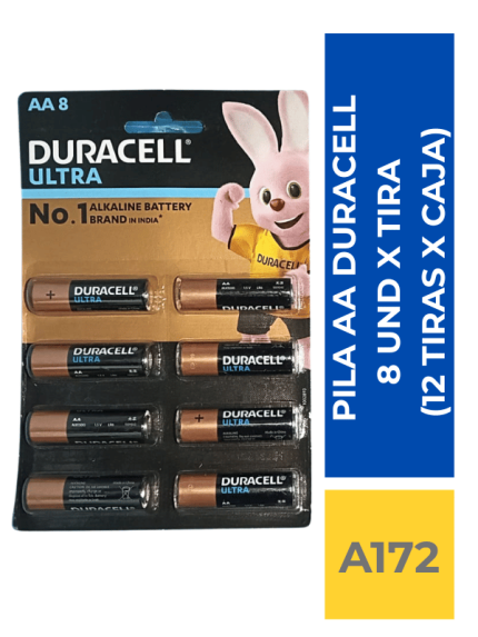 PILA DURACELL AA TIRA 8 UND. ( 12 TIRAS X CAJA)
