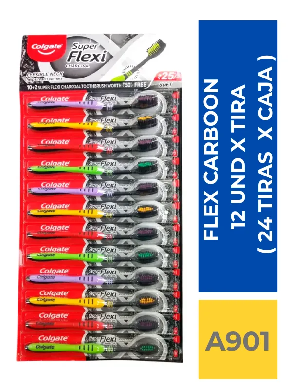 CEPILLO DENTAL FLEX CARBON COLGATE  12 UND X TIRA  ( 24 UND X CAJA ) - Imagen 1
