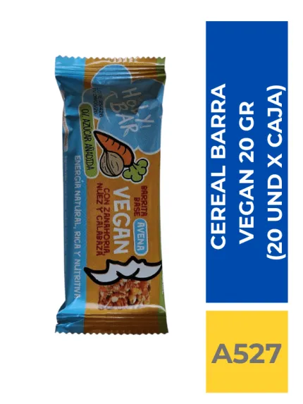 BARRA CEREAL VEGAN 20 GR X 20 UND ( 12 DISPLAY X CAJA )