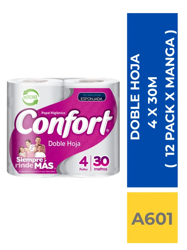 comercialboom (3) PAPEL HIGIENICO CONFORT 4 X 30 M ( 12 PACK X MANGA ) - Imagen 1