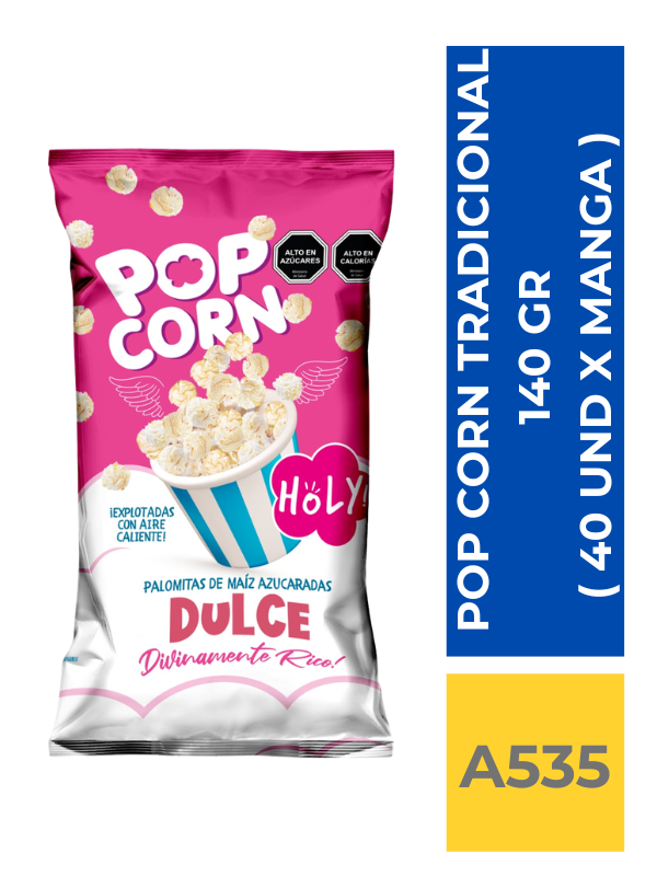 comercialboom (33) POP CORN LISTO TRADICIONAL DULCE 140 GR ( 40 UND X CAJA ) - Imagen 1
