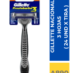 PRESTOBARBA GILLETTE  3 HOJAS NACIONAL PLOMA ( 24 UND X TIRA  6 TIRA X CAJA )