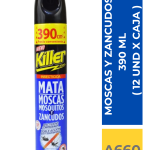 INSECTICIDA KILLER MATA MOSCA Y SANCUDOS 390 ML ( 12 UND X CAJA )