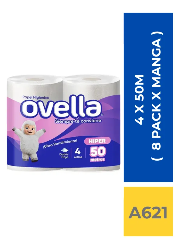 PAPEL HIGIENICO OVELLA 4 X 50 M ( 8 PACK X MANGA ) - Imagen 1