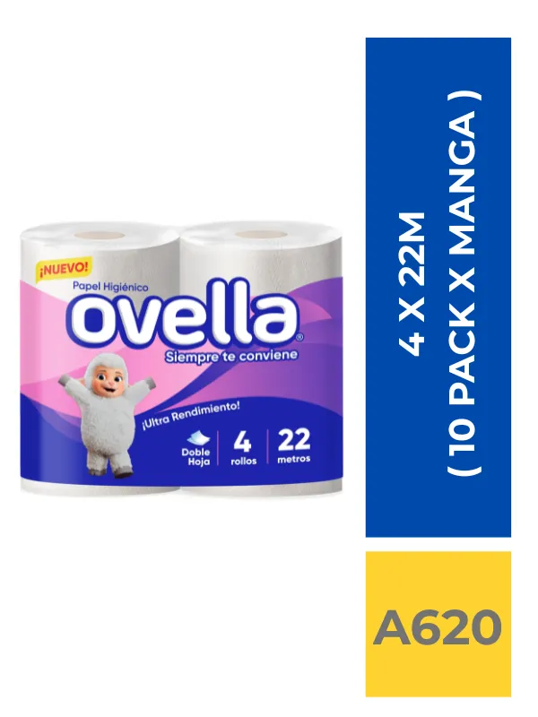 PAPEL HIGIENICO OVELLA 4 X 22 MT ( 12 PACK X MANGA ) - Imagen 1