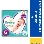 PAÑAL PAMPERS PREMIUM CARE G 20 UND ( 8 PACK X MANGA )