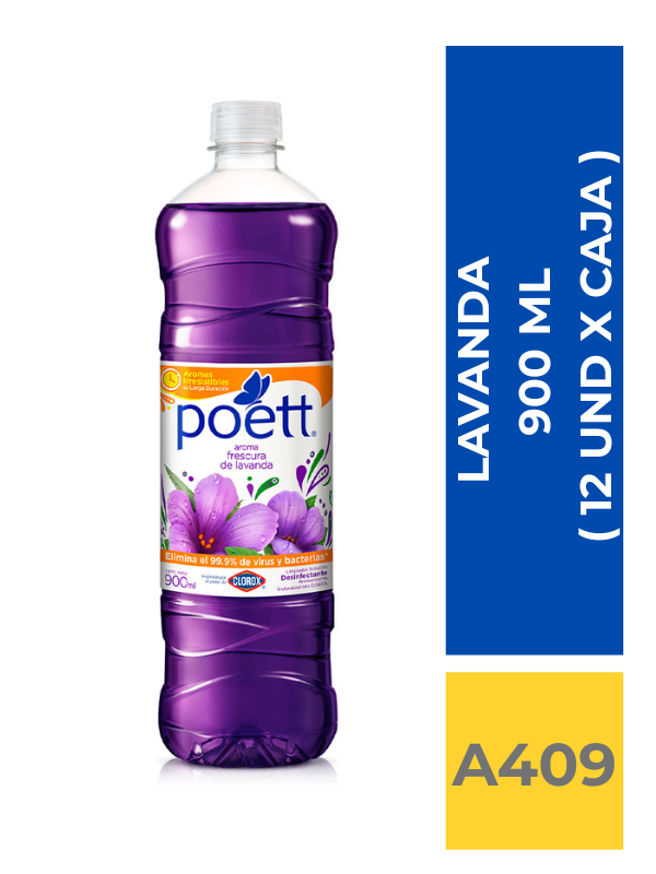 comercialboom (8) POETT LIMPIA PISOS FRESCURA LAVANDA 900ML ( 12 UND X CAJA ) - Imagen 1