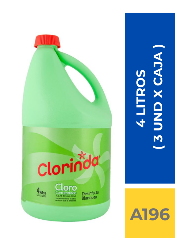 comercialboom CLORO CLORINDA 4 LT ( 3 UND X CAJA ) - Imagen 1