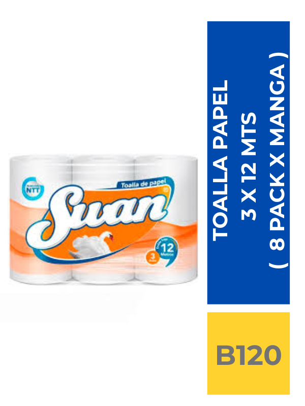 comercialboom (4) TOALLA PAPEL SWAN 3X12 MTS 1 MANGA - Imagen 1